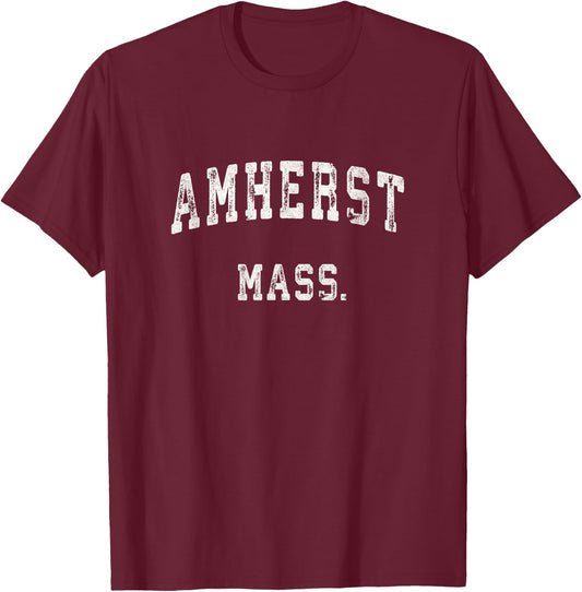 Amherst Massachusetts MA T Shirt Vintage Sports Design T-Shirt - T-Shirt | Maroon