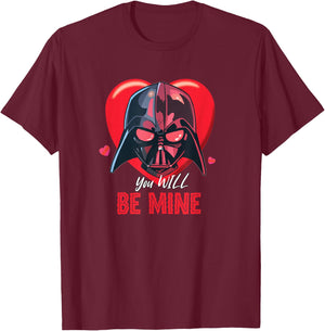 Star Wars Valentine's Day Darth Vader Heart You Will Be Mine T-Shirt - T-Shirt | Maroon