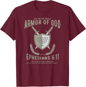 Christian Shirt - Put On The Whole Armor Of God - Men Women T-Shirt - T-Shirt | Maroon