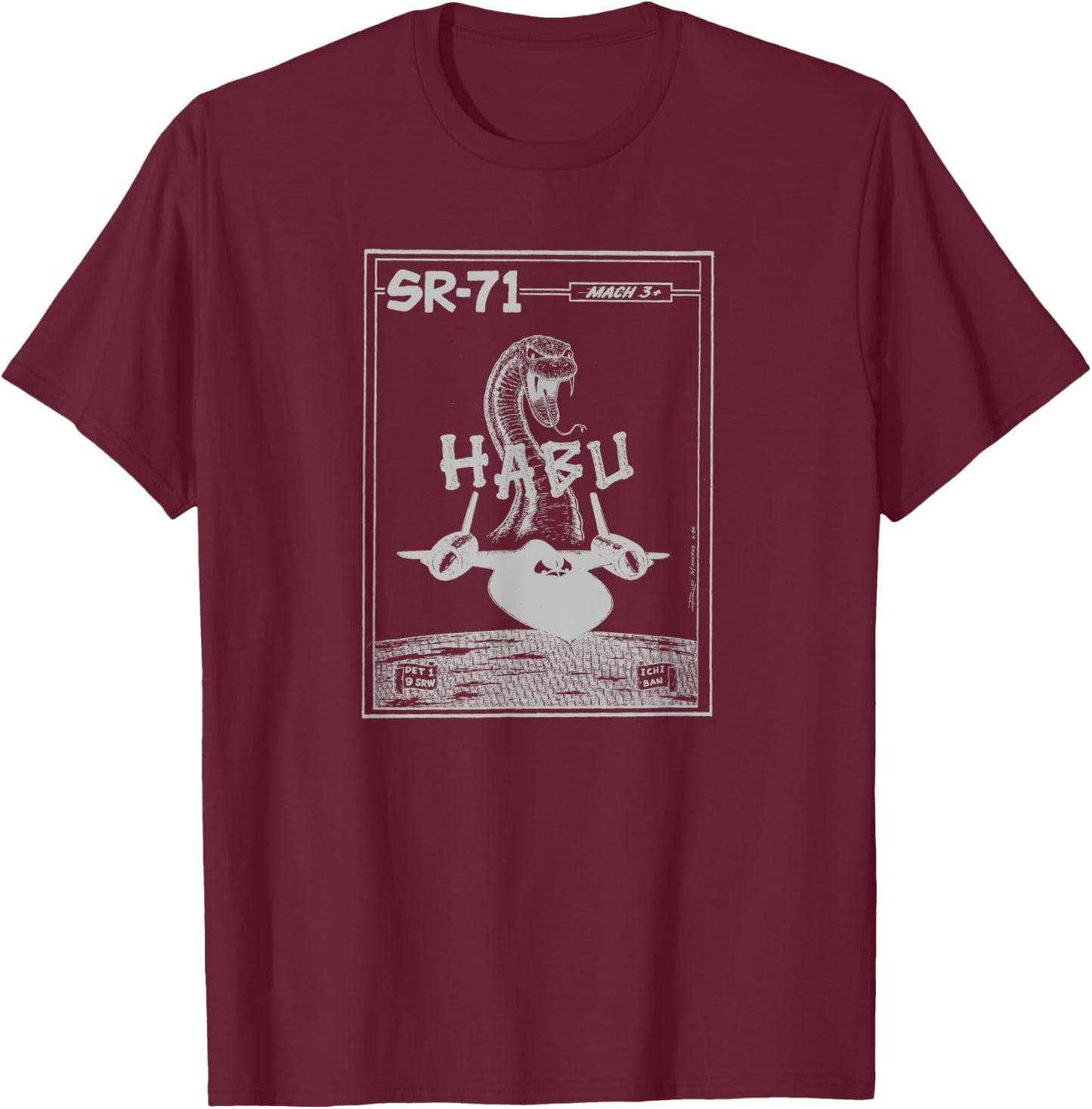 SR-71 Military Aircraft Original Habu Logo Artwork T-Shirt - T-Shirt | Maroon