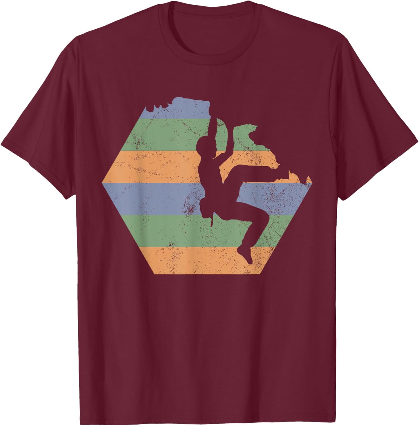Bouldering Climbing Climber Retro T-Shirt - T-Shirt | Maroon