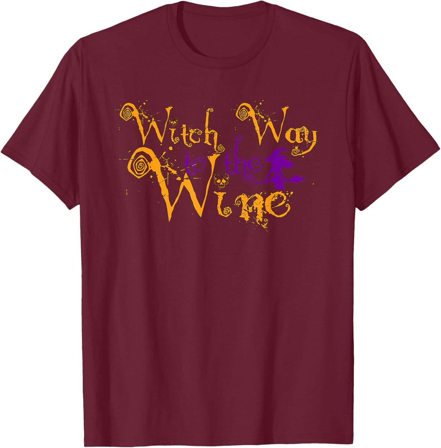 Witch way to the wine shirt Party Halloween Wine lover shirt T-Shirt - T-Shirt | Maroon