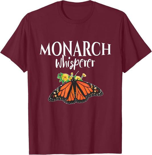 Monarch Whisperer - Butterfly Lover - Butterflies Gift T-Shirt - T-Shirt | Maroon