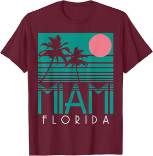 Miami Shirt Vintage Florida America USA Souvenir Surfer T-Shirt - T-Shirt | Maroon