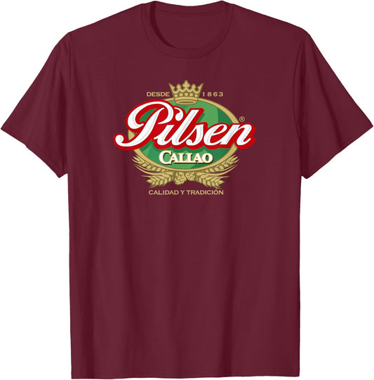 Cerveza Pilsen Callao Marca Peru Peruvian Soccer T-Shirt - T-Shirt | Maroon