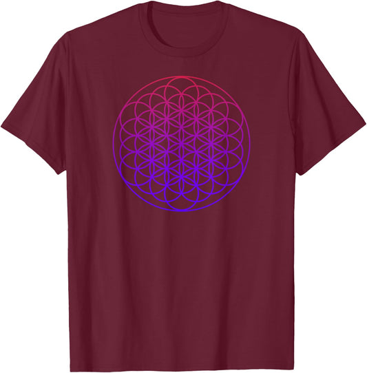 Cool Sacred Geometry Geometric Repeating Circles Trippy Yoga T-Shirt - T-Shirt | Maroon