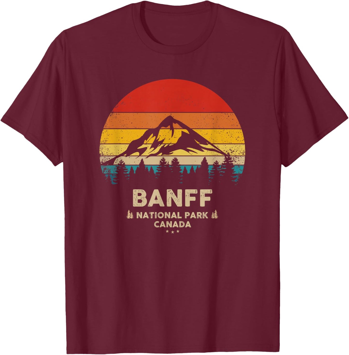 Banff - Canadian National Park Retro Souvenir T-Shirt - T-Shirt | Maroon