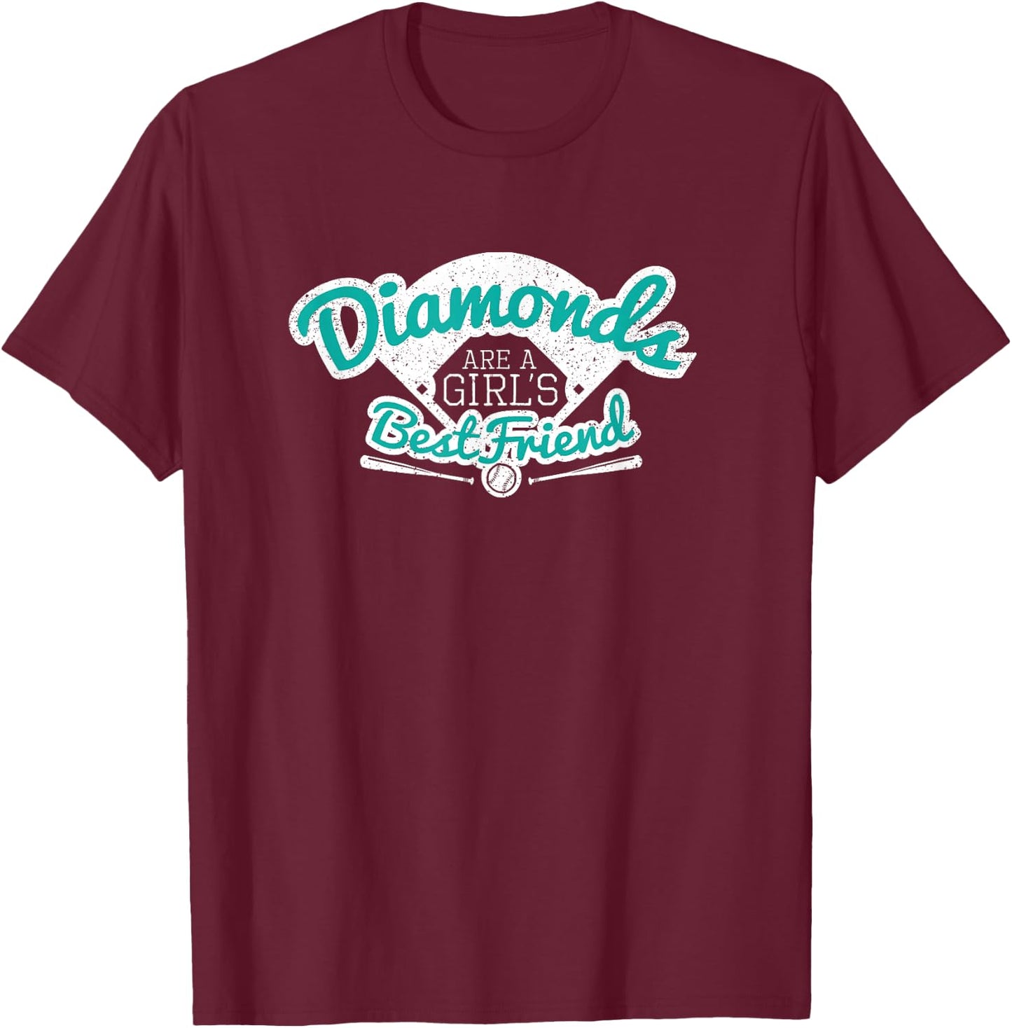 Softball Diamonds are a Girl's Best Friend shirt gift teal T-Shirt - T-Shirt | Maroon