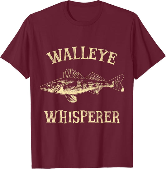 Walleye Whisperer Fish T-Shirt - T-Shirt | Maroon