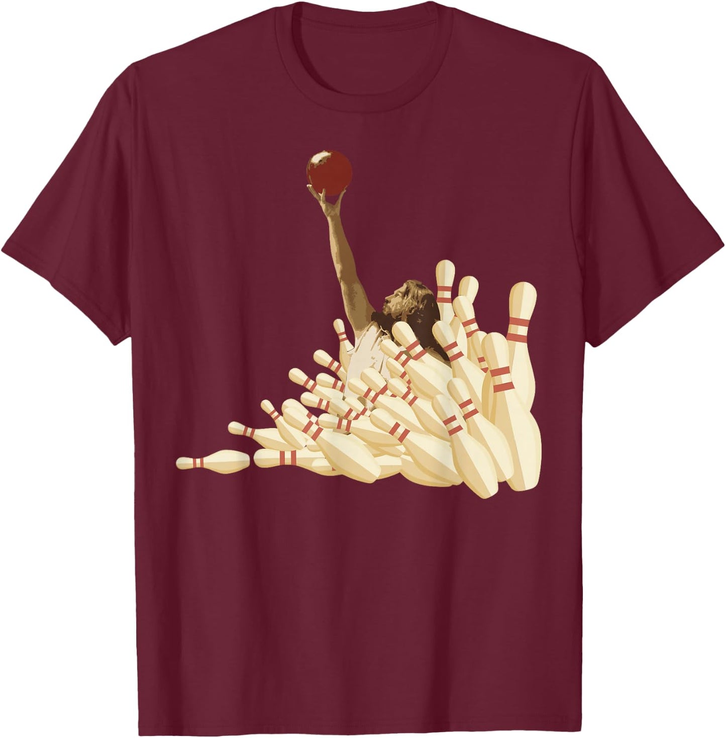 The Big Lebowski Bowling Pins Portrait T-Shirt - T-Shirt | Maroon