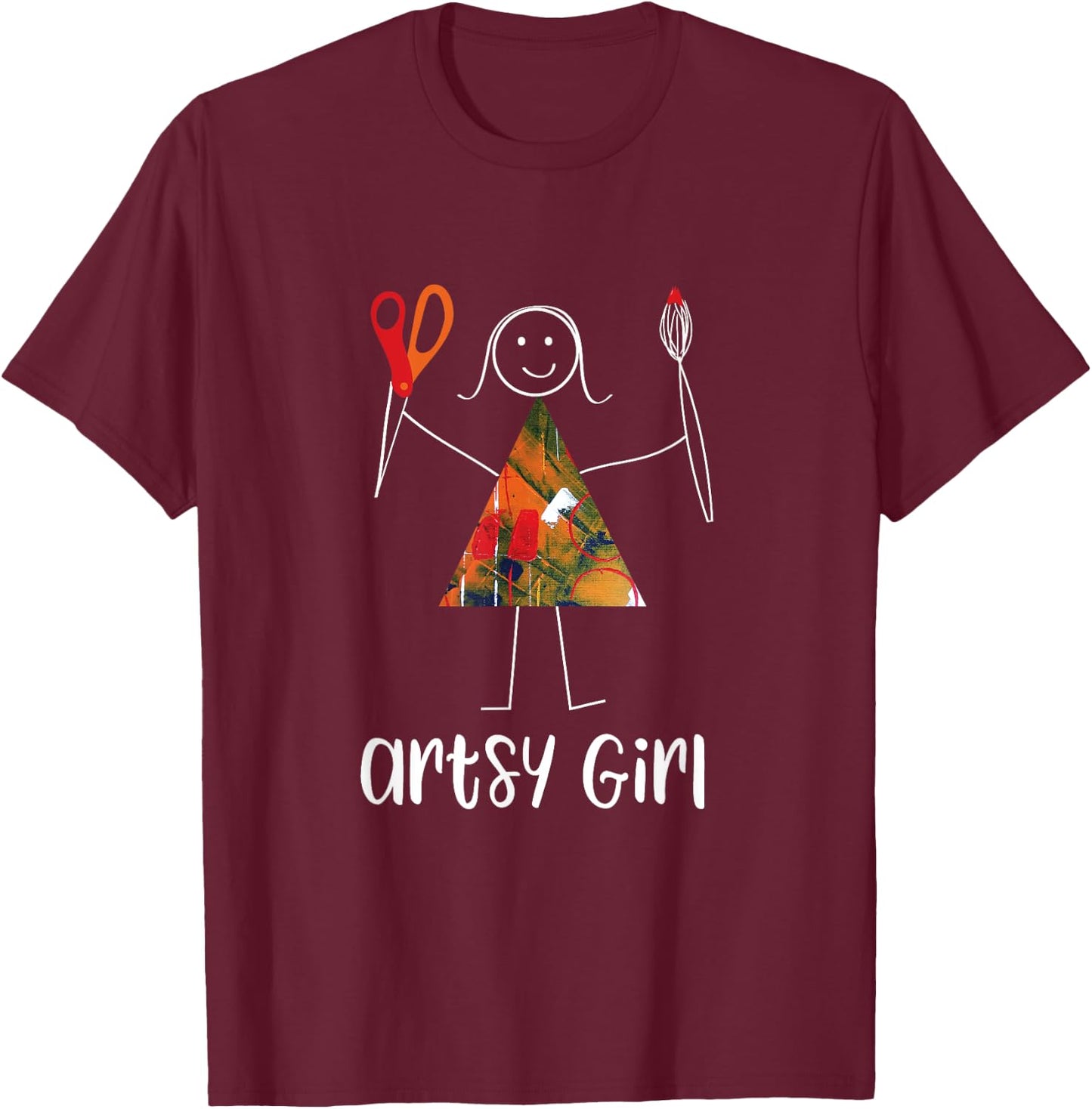 Funny Artsy Girl, Women Artists T-Shirt - T-Shirt | Maroon