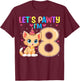 Let's Pawty I'm 8 Cute Cat Kids 8 Years Old 8th Birthday T-Shirt - T-Shirt | Maroon