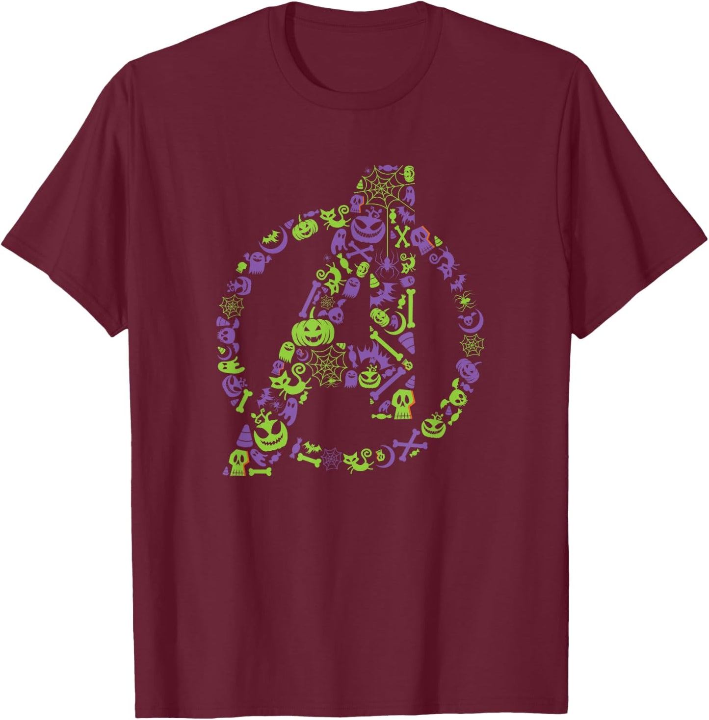 Marvel Avengers Logo Spooky Halloween T-Shirt - T-Shirt | Maroon