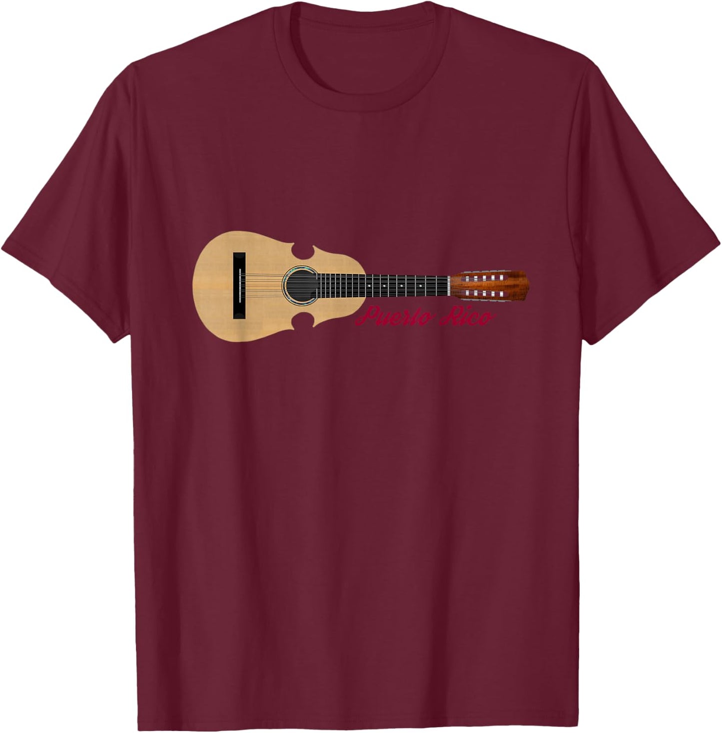 Cuatro Puertorriqueno with Puerto Rico by 4Jibaro T-Shirt - T-Shirt | Maroon