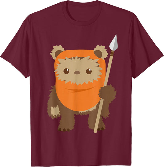 Star Wars Wicket Ewok Chibi Kawaii Cute Graphic T-Shirt - T-Shirt | Maroon