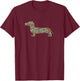 Leopard Print Dachshund Design for Stylish Dog Lovers T-Shirt - T-Shirt | Maroon