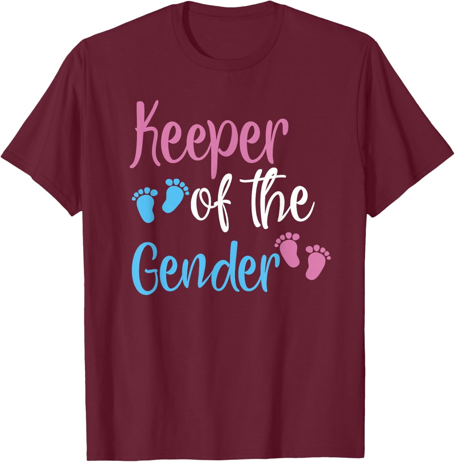 Keeper Of Gender Reveal Party Baby Announcement T-Shirt - T-Shirt | Maroon