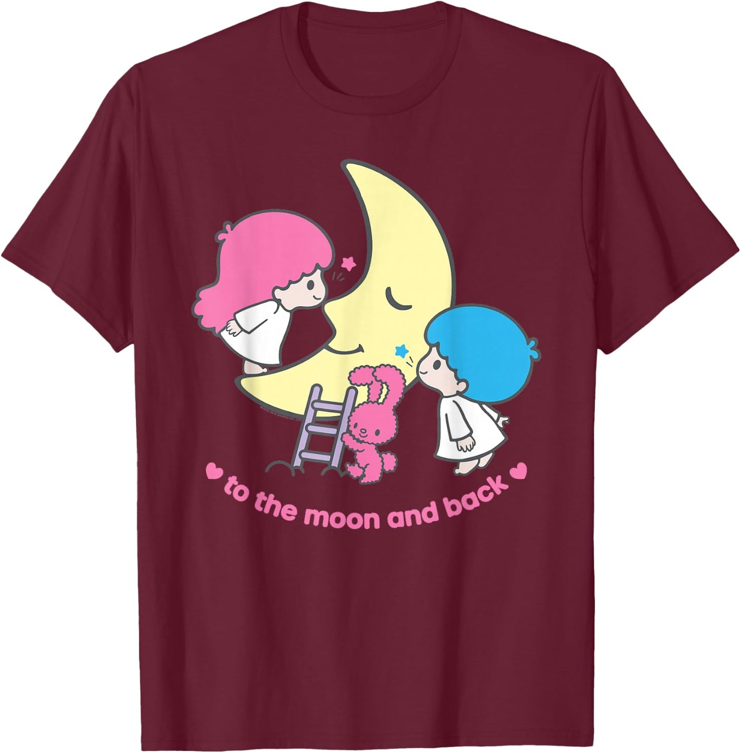 Little Twin Stars Love You to the Moon and Back Shirt T-Shirt - T-Shirt | Maroon