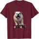 Funny Skateboarding Bulldog T-Shirt - T-Shirt | Maroon