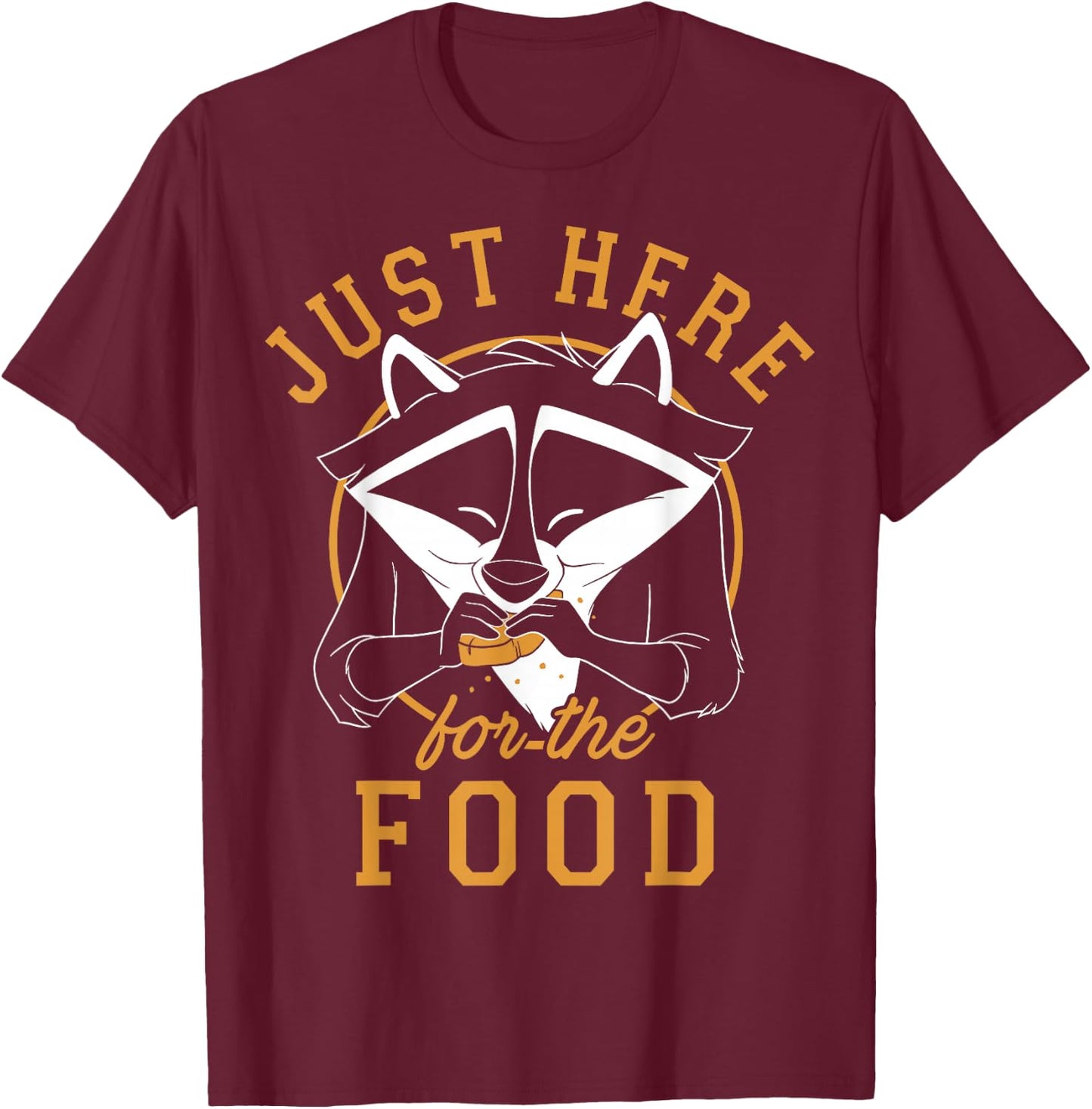 Disney Pocahontas Meeko Just Here for The Food Portrait Small T-Shirt - T-Shirt | Maroon