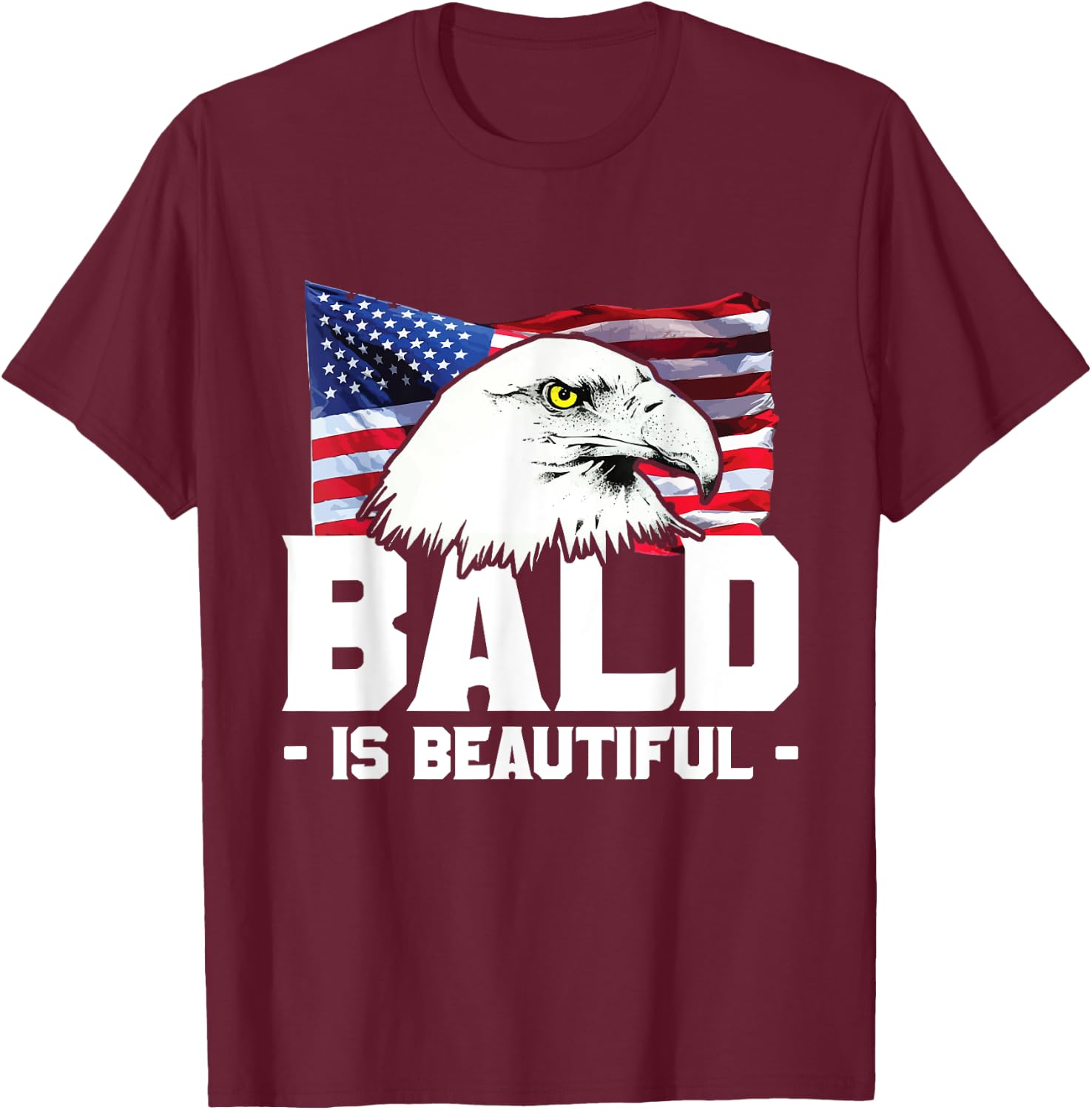 Bald Is Beautiful Patriotic American Eagle Gift Kids Men T-Shirt - T-Shirt | Maroon