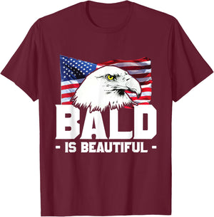 Bald Is Beautiful Patriotic American Eagle Gift Kids Men T-Shirt - T-Shirt | Maroon