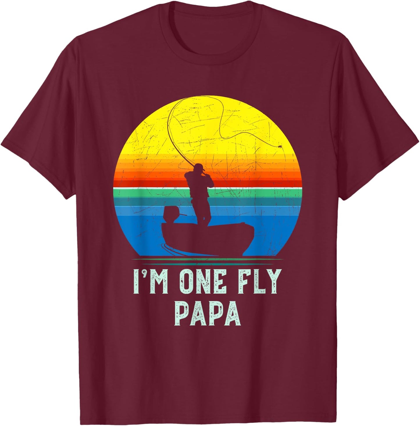 Fly Fishing Gift Dad-Papa-Father- Fly Fishing T-Shirt - T-Shirt | Maroon