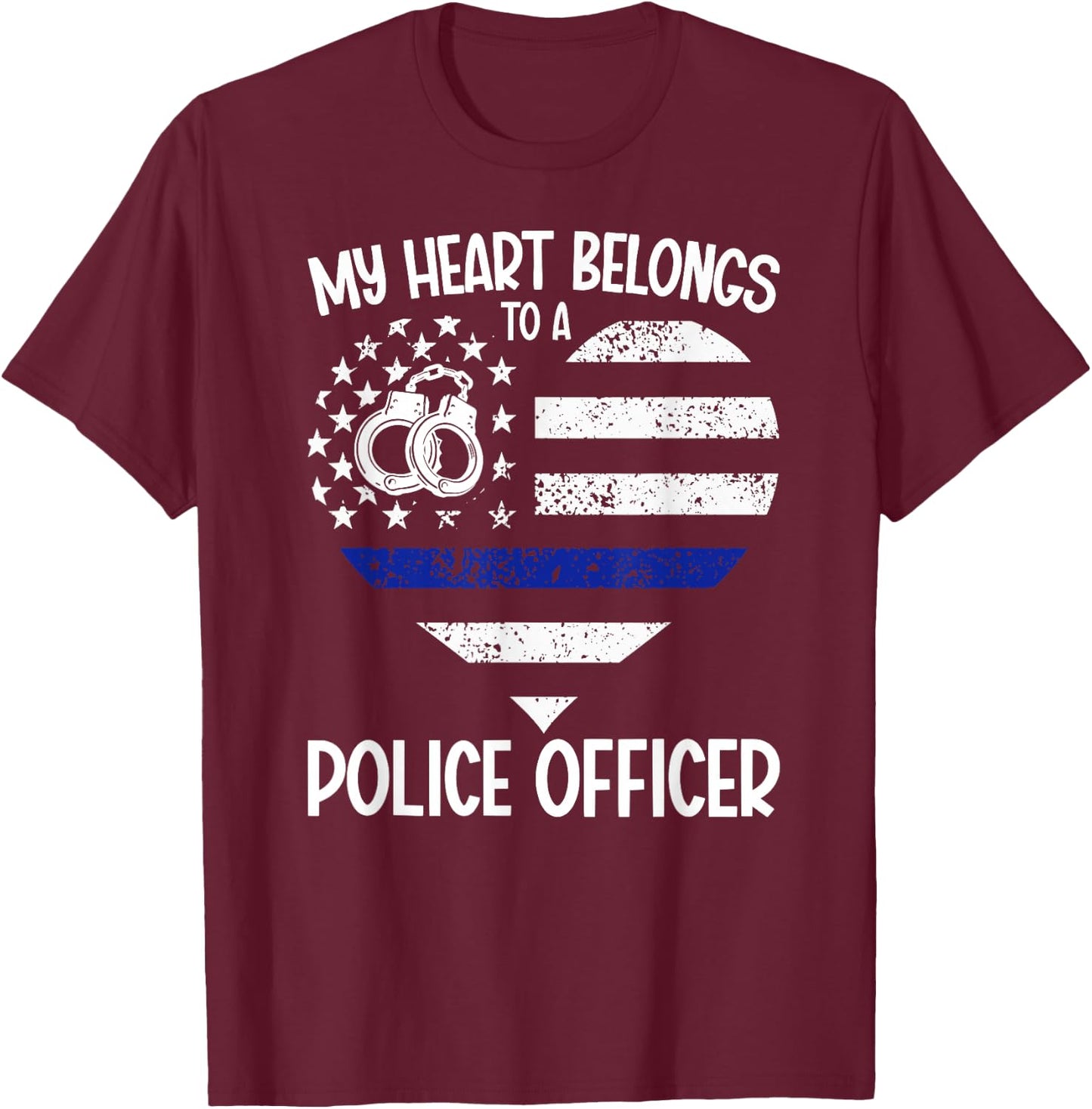 Proud Police Officer Girlfriend Police Girlfriend T-Shirt - T-Shirt | Maroon