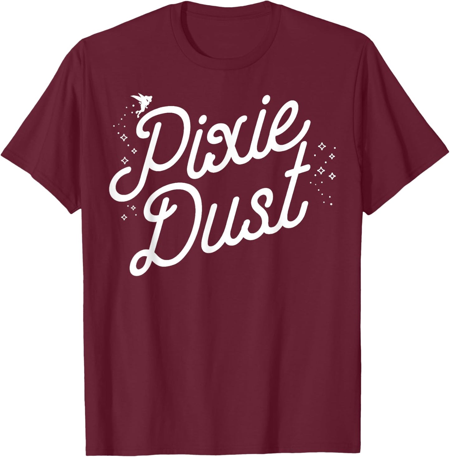 Disney Peter Pan Tinker Bell Pixie Dust Large Text Poster T-Shirt - T-Shirt | Maroon