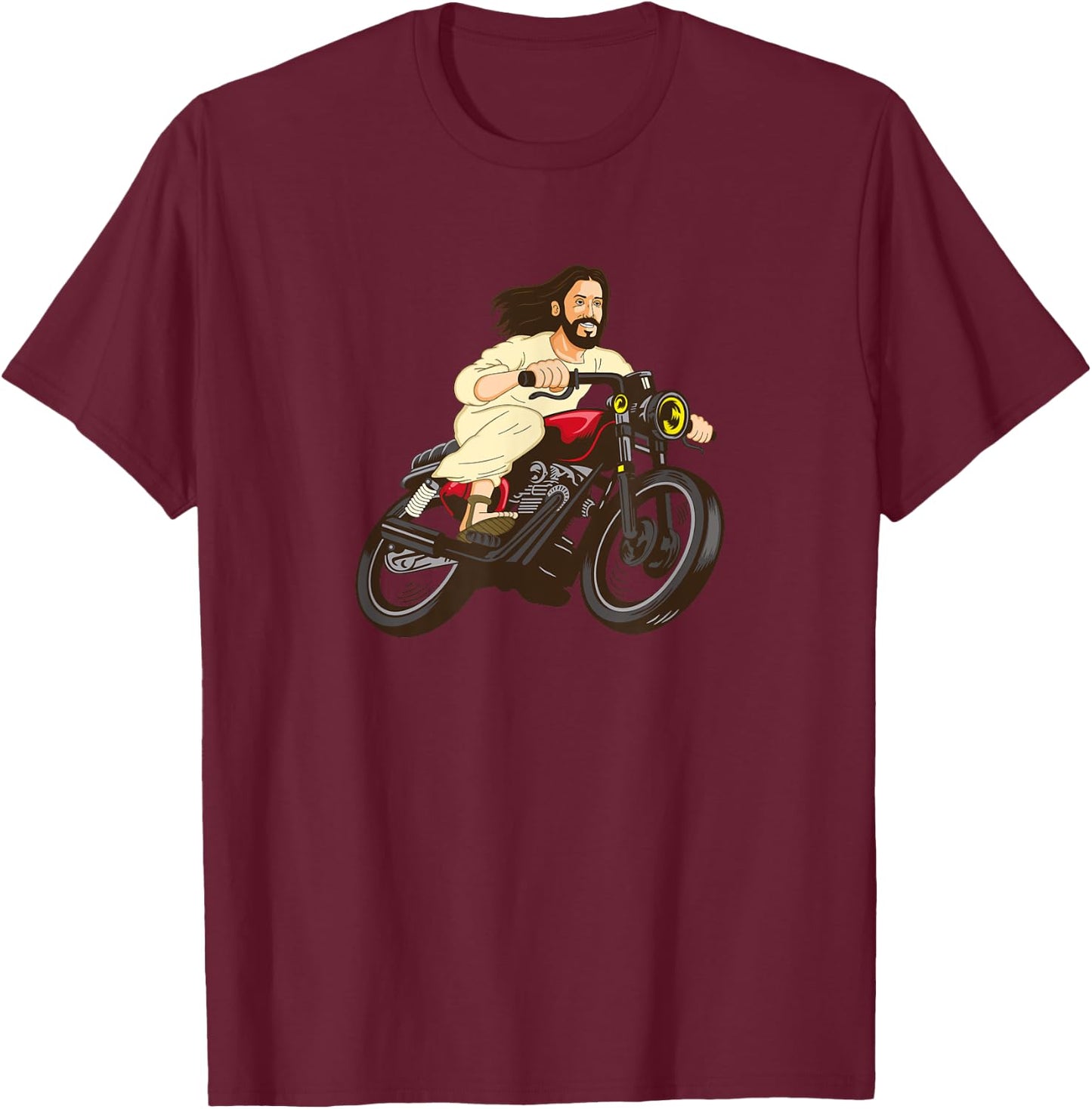 Christ on a Motorcycle Lord Jesus God Church Gift T-Shirt - T-Shirt | Maroon
