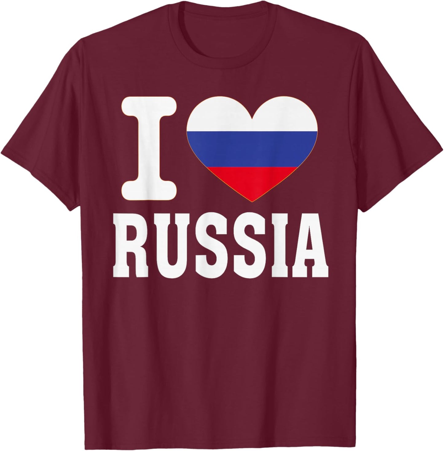 I Love Russia Heart Souvenir Lovers Pride Travel T-Shirt - T-Shirt | Maroon