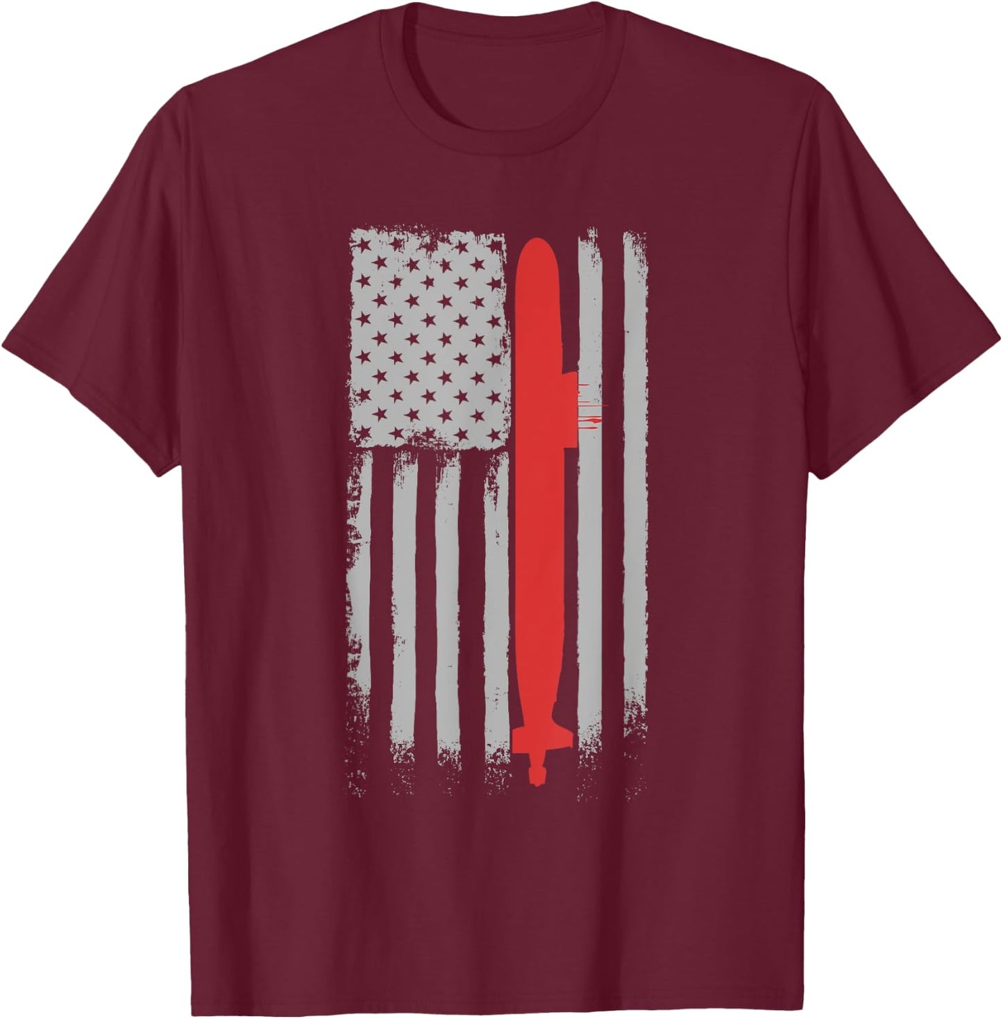 Submarine USA Flag - Shirt Gift Submariner T-Shirt - T-Shirt | Maroon