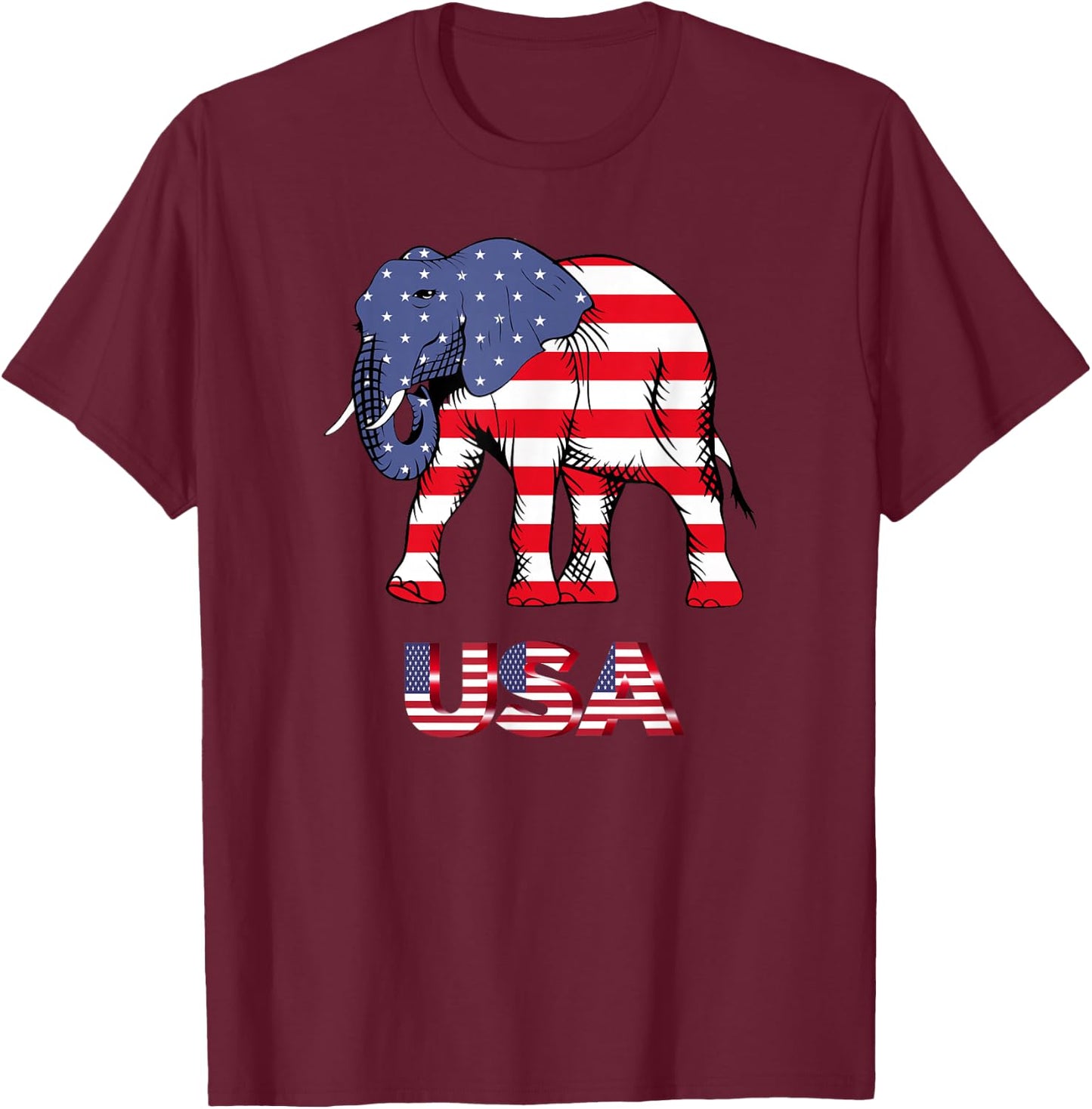 American Elephant Patriotic USA Republican GOP Women Kids Men T-Shirt - T-Shirt | Maroon