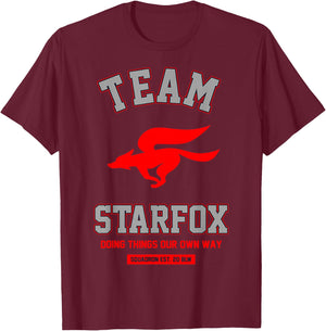 Star Fox Team Red Logo Poster Style Graphic T-Shirt - T-Shirt | Maroon