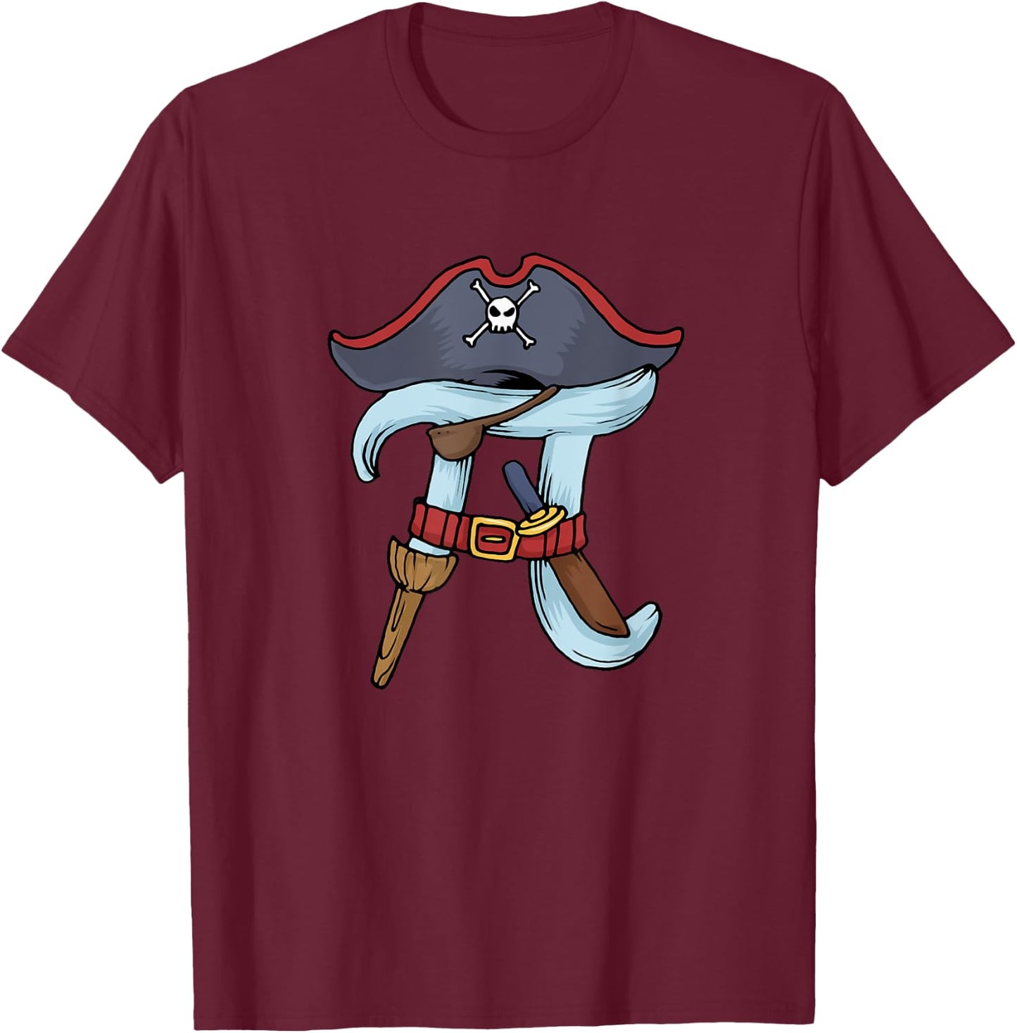 Pi Rate Funny Maths Pi Pirates T-Shirt - T-Shirt | Maroon