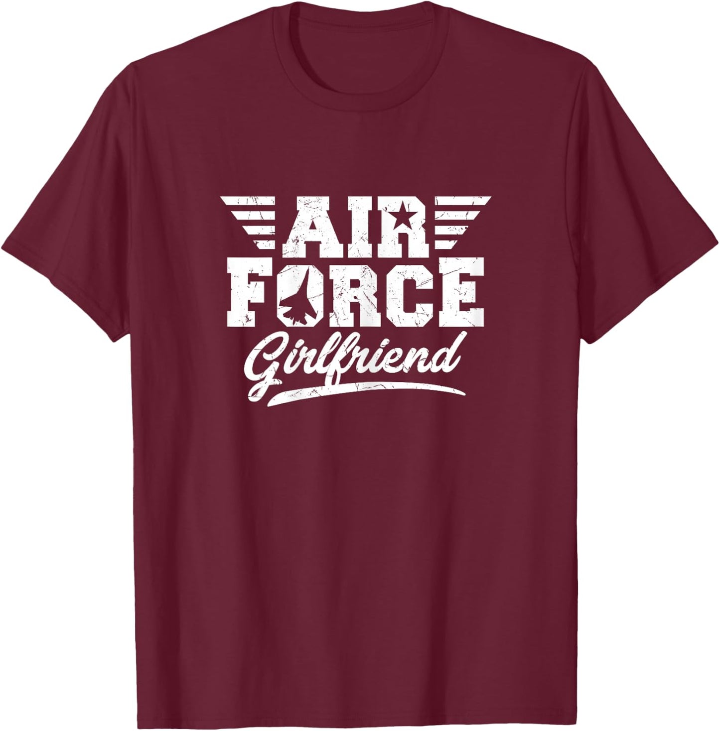USA Air Force Girlfriend Apparel Air Force Proud Girlfriend U.S. Pride Military Theme Women's - Black, X-Small T-Shirt - T-Shirt | Maroon