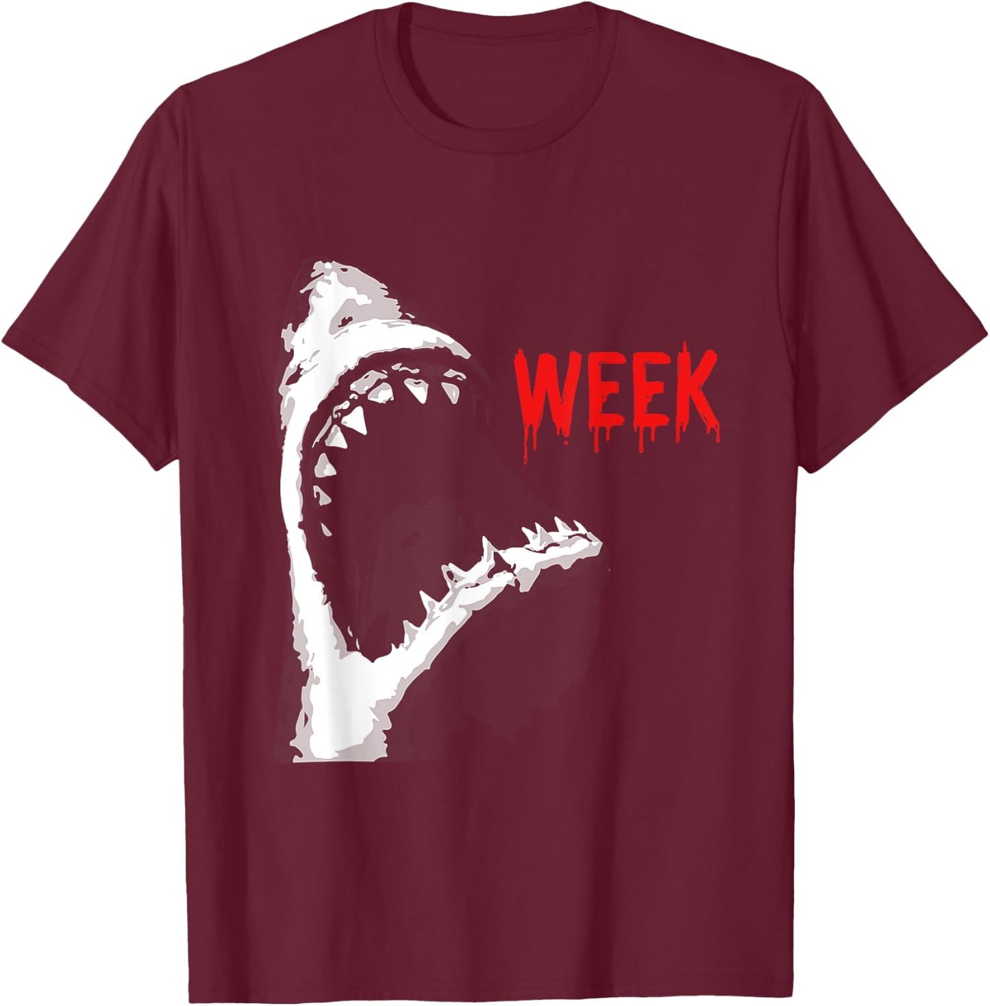 Bloody Week Funny Shark Opening Jaw Teeth Sharks Lover T-Shirt - T-Shirt | Maroon