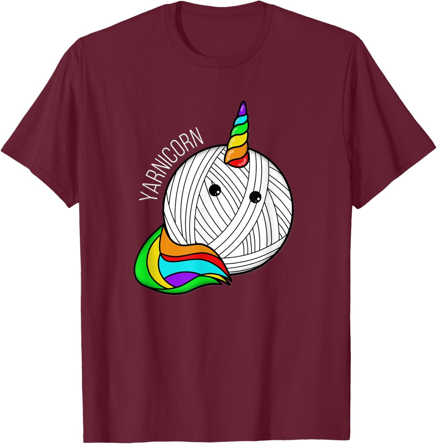 Funny Yarn Art Unicorn - Yarn Horn Crochet Pictures T-Shirt - T-Shirt | Maroon