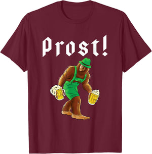 Bigfoot in Lederhosen Costume Oktoberfest Party Beer Drinking T-Shirt - T-Shirt | Maroon
