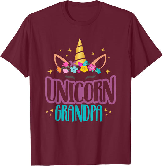 Unicorn Grandpa Unicorns Birthday Party Grandpacorn Matching T-Shirt - T-Shirt | Maroon