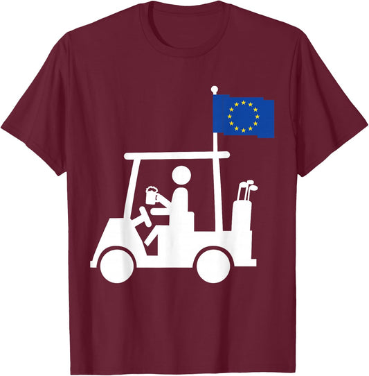 Patriotic Golf Wear EU Golf Cart European Flag T-Shirt - T-Shirt | Maroon