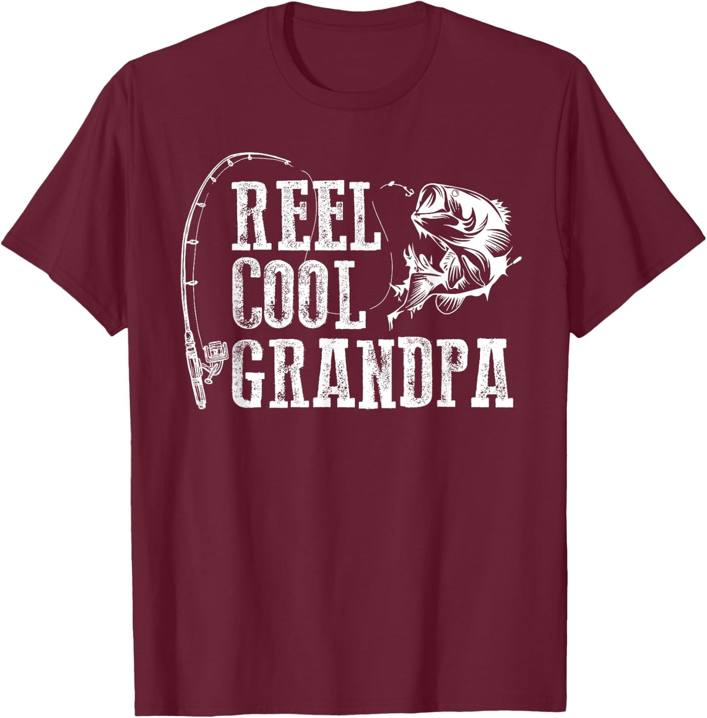 Grandpa Fishing: Reel Cool Grandpa T-Shirt - T-Shirt | Maroon