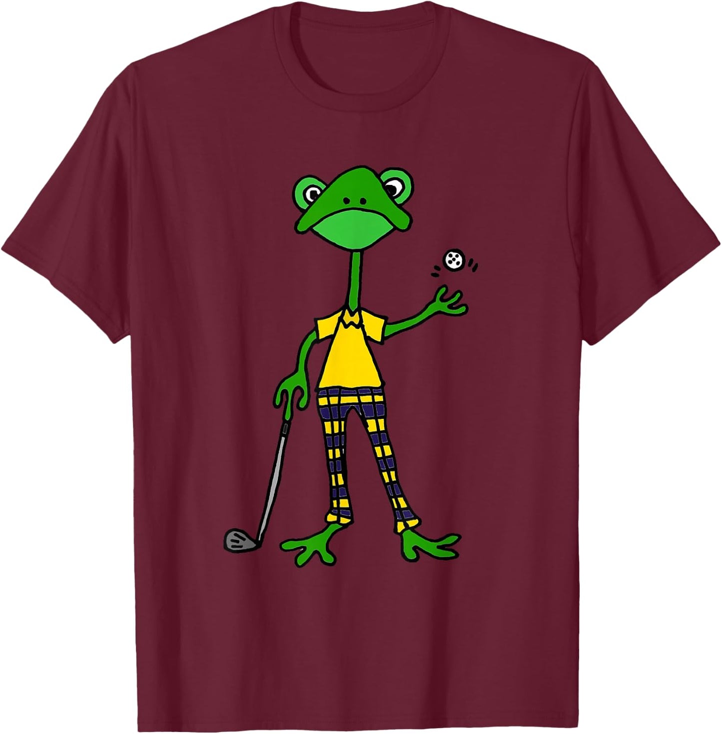 Smiletodaytees Funny Frog Golfing T-Shirt - T-Shirt | Maroon