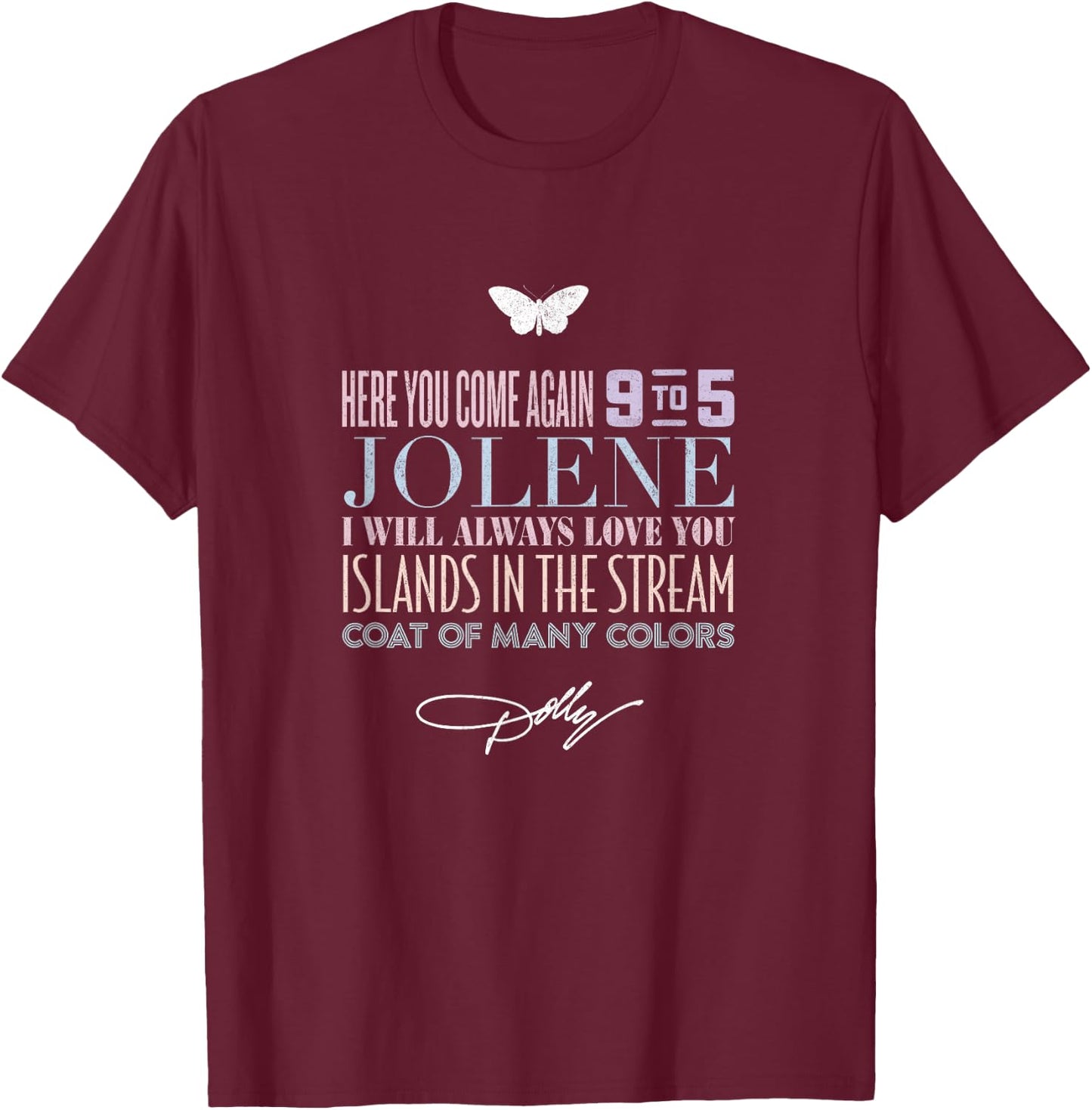 Dolly Parton Greatest Hits Adults Black Cotton Polyester Short Sleeve Small T-Shirt - T-Shirt | Maroon