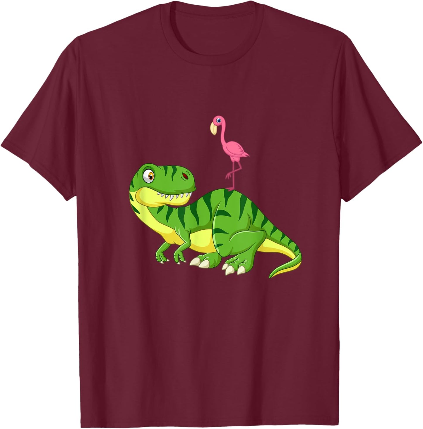 Flamingo T-Rex Dinosaur T-Shirt - T-Shirt | Maroon