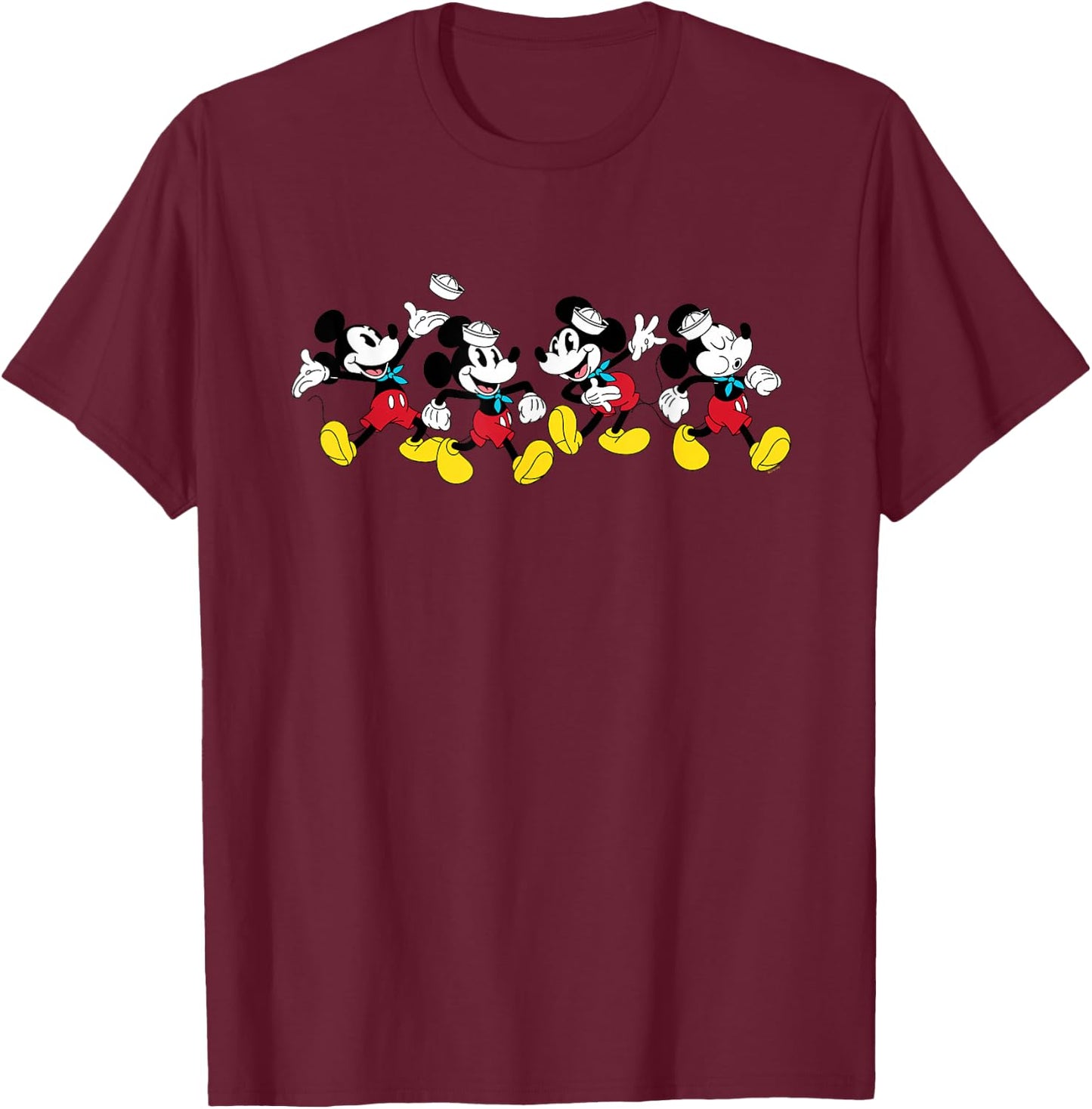 Disney Cruise Sailor Mickey Mouse Vacation at Sea Poses T-Shirt - T-Shirt | Maroon