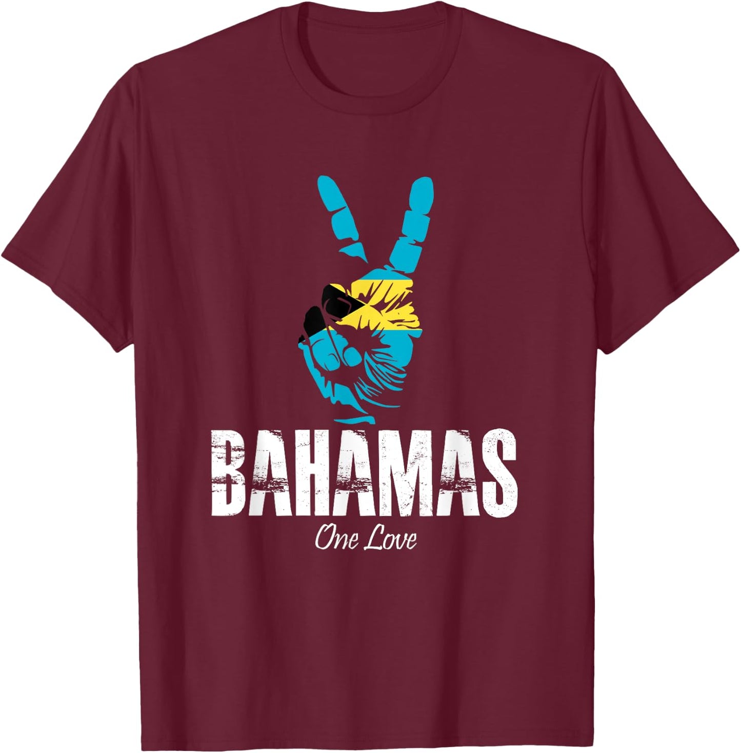 One Love Bahamas Peace Sign! Bahamian Vacation T-Shirt - T-Shirt | Maroon