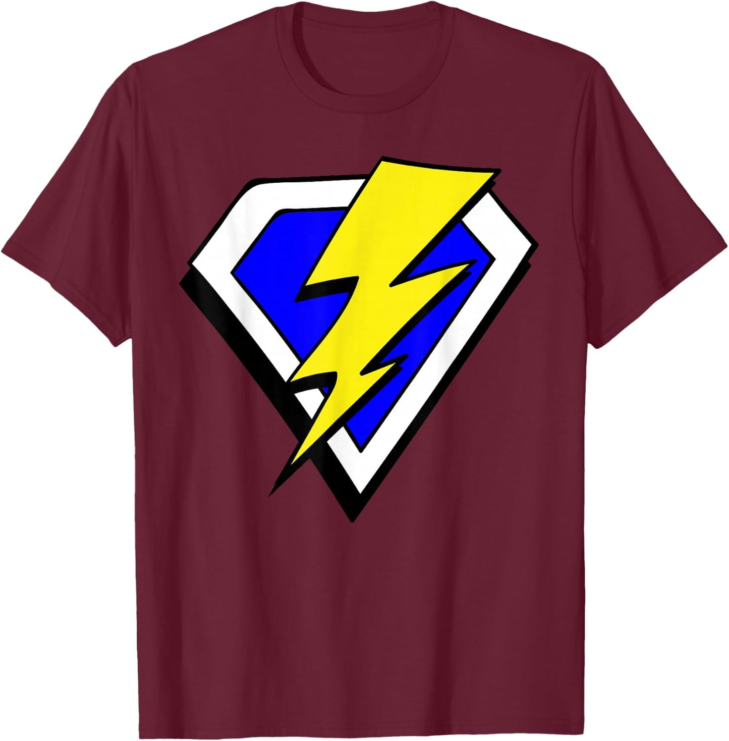 Superhero Lightning Bolt Hero T Shirt T-Shirt - T-Shirt | Maroon