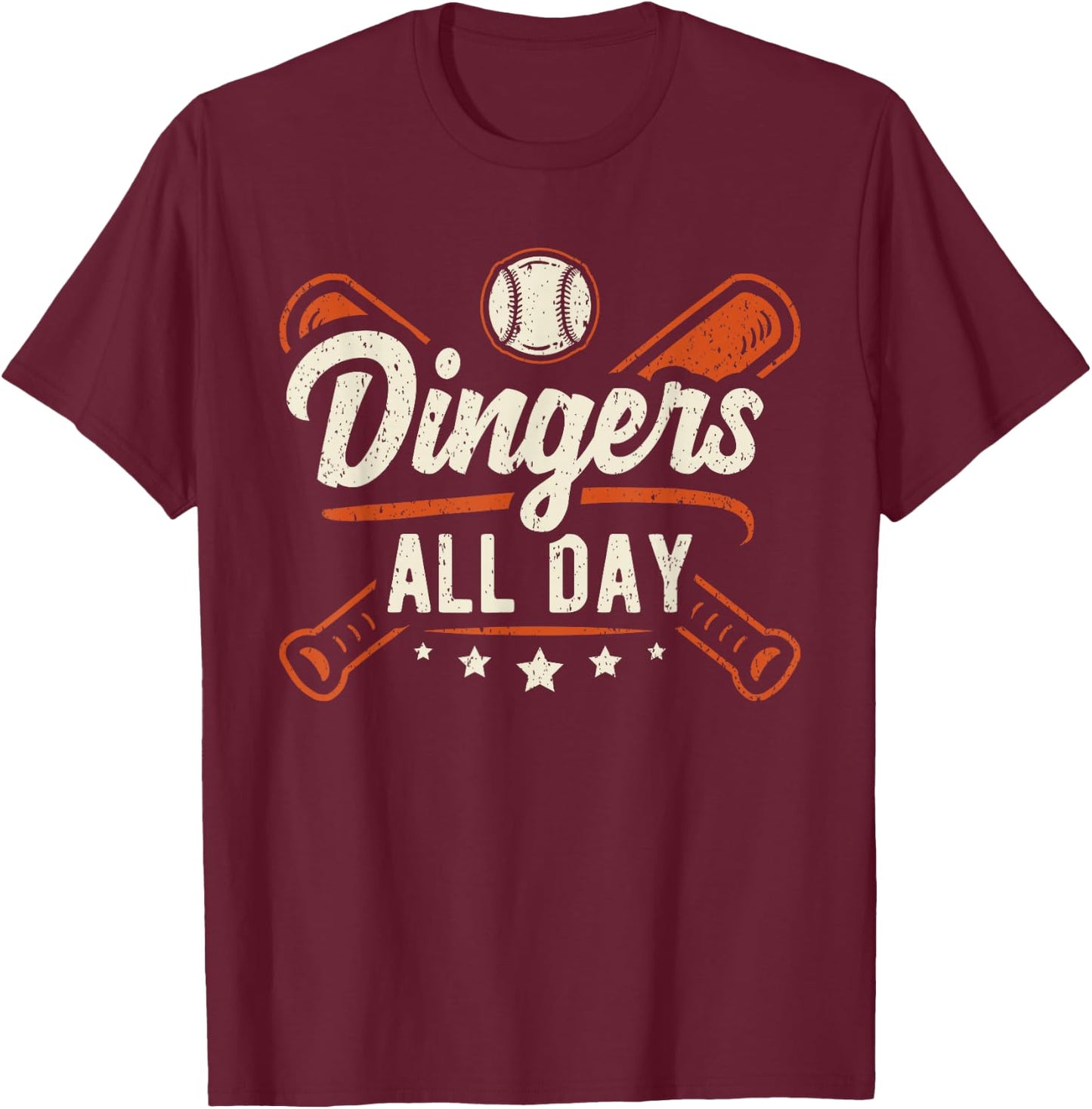 Home Runs Dingers All Day Baseball Home Run Dinger T-Shirt - T-Shirt | Maroon