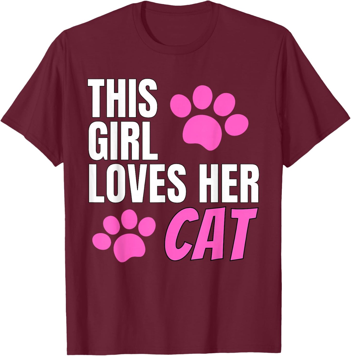 This Girl Loves Her Cat T-Shirt - T-Shirt | Maroon